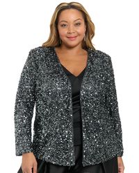 Muse - Plus Size V-neck Sequin Long-sleeve Jacket - Lyst