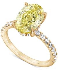 Macy's - Badgley Mischka Igi Certified Lab Grown Yellow Diamond Oval-shaped Engagement Ring (3-1/2 Ct. T.w. - Lyst