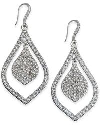 INC International Concepts - Tone Crystal Pave Double Teardrop Drop Earrings - Lyst