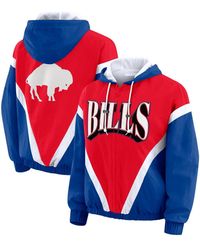 WEAR by Erin Andrews - Red/royal Buffalo Bills Retro Crinkle Full-zip Hoodie Windbreaker Jacket - Lyst