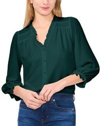 Cece - Ruffled Button-front 3/4-sleeve Blouse - Lyst
