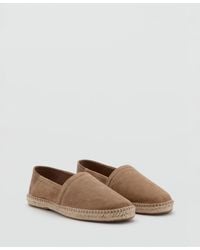 Mango - Solid Leather Espadrilles Loafers - Lyst