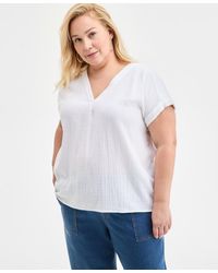 Style & Co. - Plus Size Solid V-neck Camp Shirt - Lyst