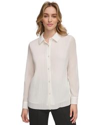 Calvin Klein - Plisse Long-sleeve Button Down Shirt - Lyst