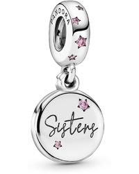 PANDORA - Cubic Zirconia Forever Sisters Dangle Charm - Lyst