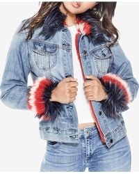 guess denim jacket with fur