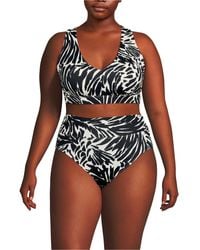 Lands' End - Plus Size V-neck Bikini And High Waisted Bottom Swimsuit Set - Lyst
