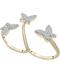 Wrapped in Love ? Diamond Butterfly Double Finger Ring (1/2 Ct. T.w.) In 10k White Or Yellow Gold, Created For Macy's - Metallic
