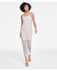 BarIII - Petite Open-stitched Metallic-threaded Sweater Dress - Lyst