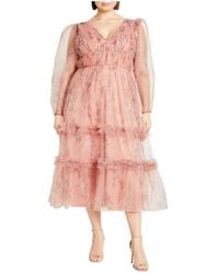 City Chic - Plus Size Kitty Print Midi Dress - Lyst