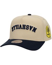 Mitchell & Ness - Cream/navy Nashville Sc Upside Down Pro Pinch Snapback Hat - Lyst