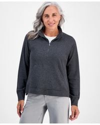 Style & Co. - Petite Heathered Waffle-knit Half-zip Sweatshirt - Lyst