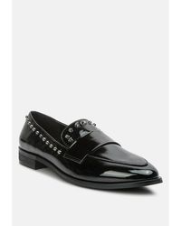 Rag & Co - Emilia Patent Stud Penny Loafers - Lyst