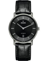 Rado - Swiss Automatic Diamaster Thinline Black Leather Strap Watch 41mm - Lyst