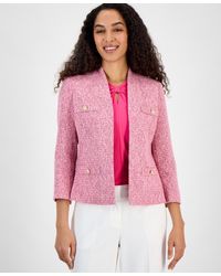 Kasper - Tweed Four-pocket Collarless Jacket - Lyst