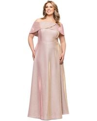Betsy & Adam - Plus Size Metallic Off-the-shoulder Gown - Lyst