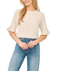 Cece - Ruffled-cuff 3/4-sleeve Crew Neck Top - Lyst