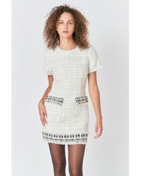 Endless Rose - Tweed Fringed Mini Dress - Lyst