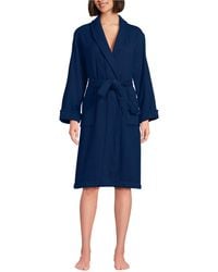Lands' End - Petite Cotton Terry Knee Length Spa Bath Robe - Lyst