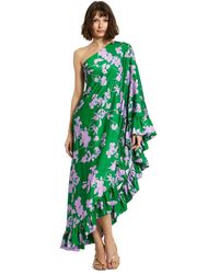 Mac Duggal - Printed Charmeuse One Shoulder Draped Gown - Lyst