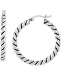 Giani Bernini Oxidized Twist Tube Medium Hoop Earrings In Sterling Silver, 30mm, Created For Macy's - Metallic