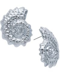 INC International Concepts - Rhodium-plated Textured Shell Statement Stud Earrings - Lyst