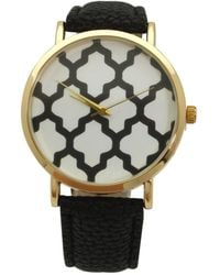 Olivia Pratt - Geometric Pattern Leather Strap Watch - Lyst