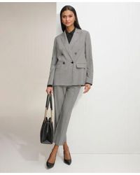 Karl Lagerfeld - Karl Lagerfeld Gingham Double Breasted Blazer Ruffled Blouse Gingham Straight Leg Pants - Lyst