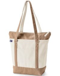 Lands' End - Medium 5 Pocket Zip Top Long Handle Canvas Tote Bag - Lyst