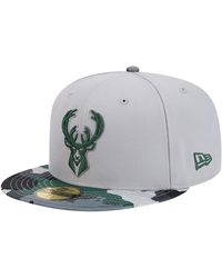 KTZ - Gray Milwaukee Bucks Active Color Camo Visor 59fifty Fitted Hat - Lyst