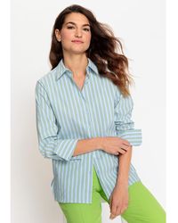 Olsen - 1/1 Sleeve Blouse Woven Long Sleeves Closed Shirt Collar Selin Stripe - Lyst