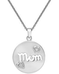 Giani Bernini - Cubic Zirconia Mom Heart Disc Pendant Necklace - Lyst