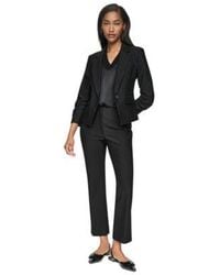 DKNY - Petite Pinstripe One Button Notch Collar Jacket Ponte High Rise Front Zip Pants Mix Media V Neck Sleeveless Pull On Top - Lyst