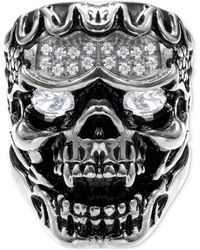 Black Jack Jewelry - Cubic Zirconia Ornately Detailed Skull Statement Ring - Lyst