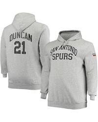 Mitchell & Ness - Tim Duncan Heather Gray San Antonio Spurs Big And Tall Name And Number Pullover Hoodie - Lyst