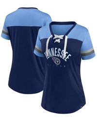 Nike - Fanatics Branded Navy/light Blue Tennessee Titans Blitz Glam Lace-up V-neck Jersey T-shirt - Lyst
