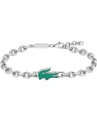 Lacoste - Arthor Green Crystal Silver-tone Crocodile Bracelet - Lyst