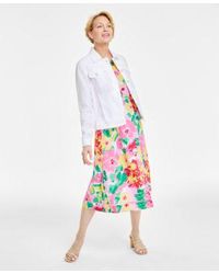 Charter Club - Linen Jacket Floral Print Sleeveless Dress Created For Macys - Lyst