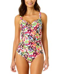 Anne Cole - Retro Printed Twist-front One-piece Swimsuit - Lyst