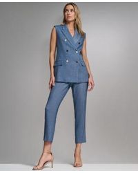 Calvin Klein - Petite Collared Front Button Vest High Waisted Modern Fit Pants - Lyst