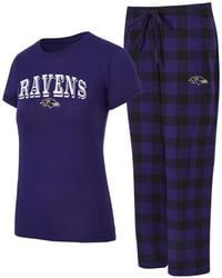 Concepts Sport - 2-piece Purple/black Baltimore Ravens Avondale T-shirt And Pants Flannel Pajama Set - Lyst