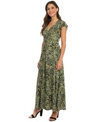London Times - Petites Printed Jersey Long Fit & Flare Dress - Lyst