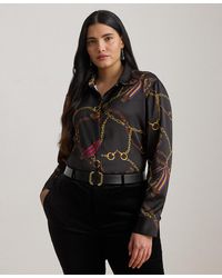 Ralph Lauren - Plus Size Classic Fit Belting-print Satin Shirt - Lyst