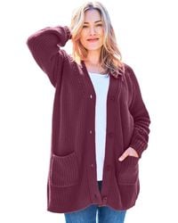 Woman Within - Plus Size Within Button-front Shaker Cardigan - Lyst