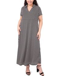 Msk - Plus Size Short Sleeve Printed Maxi Dress - Lyst