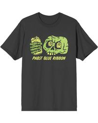 Pabst Blue Ribbon - Halloween Skull With Beer Crew Neck Short Sleeve Charcoal T-shirt-3xl - Lyst