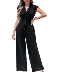 CUPSHE - Button-front Wide-leg Jumpsuit - Lyst
