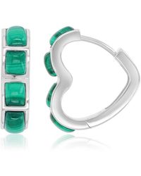 Macy's - Malachite Heart huggie Earrings - Lyst