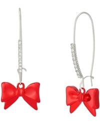 Betsey Johnson - Faux Stone Kick Off Bow Dangle Earrings - Lyst