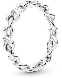 PANDORA - Sterling Moments Knotted Hearts Ring - Lyst